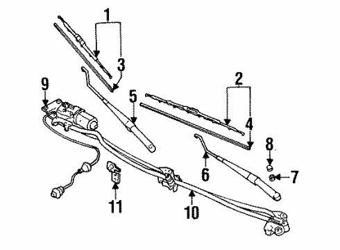 1998 Mitsubishi Eclipse Wiper & Washer Components Blade-WIPER Diagram for MR416856