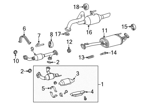 2017 Lexus GX460 Exhaust Components Center Exhaust Pipe Assembly Diagram for 17420-38150