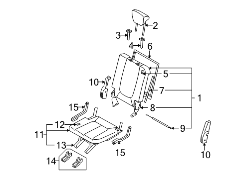 2009 Kia Rondo Third Row Seats Recliner Assembly-3RD LH Diagram for 893251D000