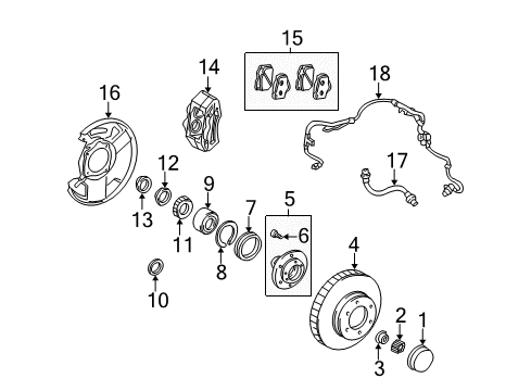 2002 Toyota Tundra Front Brakes Caliper Overhaul Kit Diagram for 04479-0C020