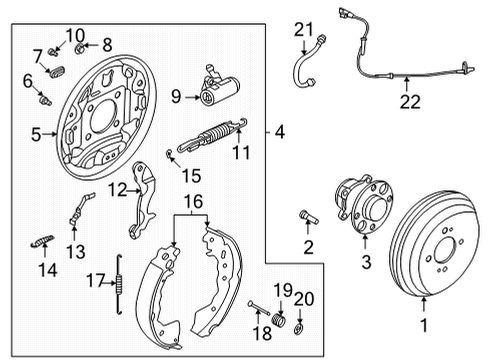 2020 Nissan Versa Rear Brakes Cup-Fixing Shoe Diagram for 44043-5RB0A