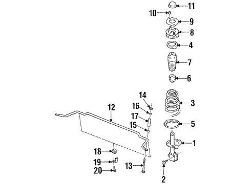 1995 Kia Sephia Struts & Suspension Components - Rear Rubber-Seat Diagram for 0K20128012A