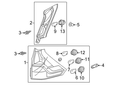 2014 Honda CR-V Bulbs Light Assy, L Tail Diagram for 33550-T0A-A01