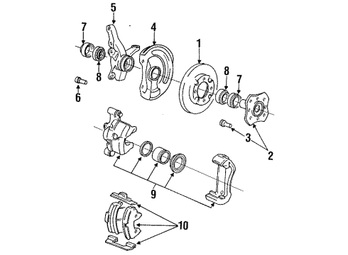 1992 Mitsubishi Precis Front Brakes Cover-Front Brake Disc Dust LH Diagram for 51755-24000