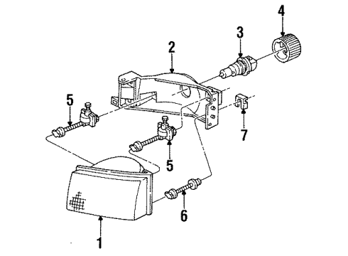 1994 Mercury Villager Bulbs Lens & Housing Diagram for F3XY13007D