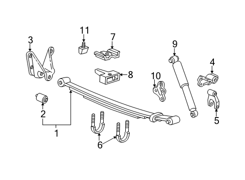 2009 Ford Ranger Rear Suspension Components, Stabilizer Bar Shock Diagram for 8L5Z-18125-AJ