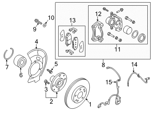 2015 Hyundai Elantra GT Anti-Lock Brakes Sensor Assembly-Abs Real Wheel , LH Diagram for 59910-A5300