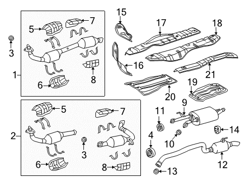 2011 Toyota Sequoia Exhaust Components Heat Shield Diagram for 58156-0C011