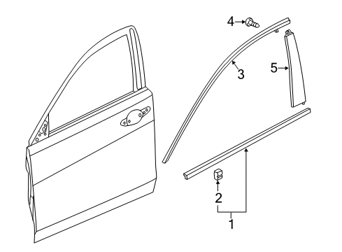 2015 Acura TLX Exterior Trim - Front Door Garnish Assembly, Left Front Do Diagram for 72470-TZ3-A01