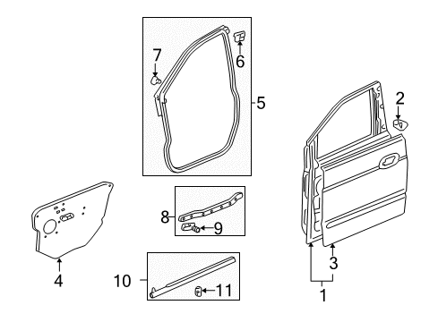 2006 Honda Odyssey Front Door Seal, L. FR. Diagram for 72361-SHJ-A10