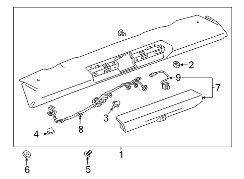 2019 GMC Sierra 1500 Spoiler Spoiler Retainer Nut Diagram for 11602127