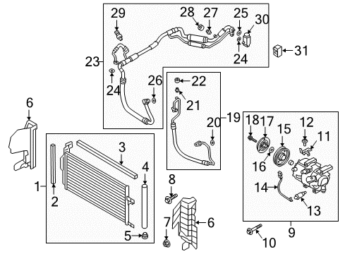 2018 Hyundai Elantra GT A/C Condenser, Compressor & Lines Screw Diagram for 97680-33300