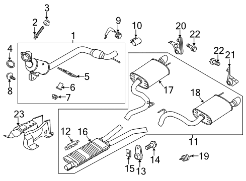 2020 Ford Mustang Exhaust Components Muffler Assembly Diagram for KR3Z-5230-P