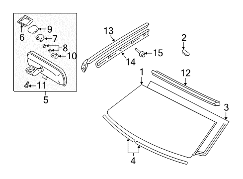 2002 Lexus RX300 Windshield Glass, Reveal Moldings Spacer, Inner Rear View Mirror Diagram for 87817-30030