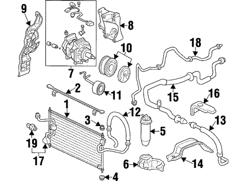 1997 Honda Prelude A/C Condenser, Compressor & Lines Pipe, Condenser Diagram for 80331-S30-003