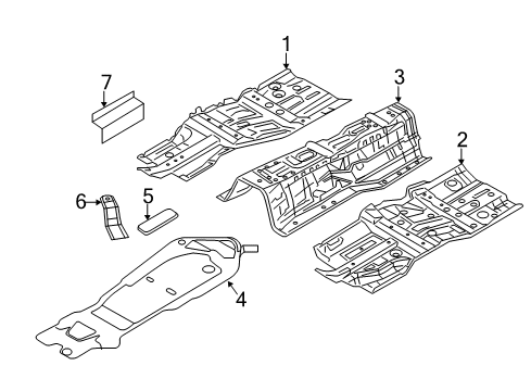 2014 Infiniti Q70 Pillars, Rocker & Floor - Floor & Rails Floor Front Diagram for G4320-1MAMA