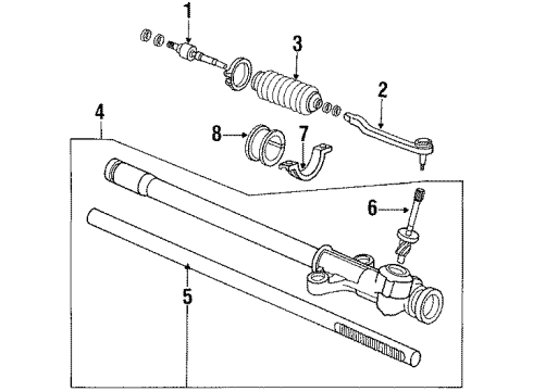 1990 Honda CRX Steering Column & Wheel, Steering Gear & Linkage Lock Assy., Steering Diagram for 35100-SH3-A11