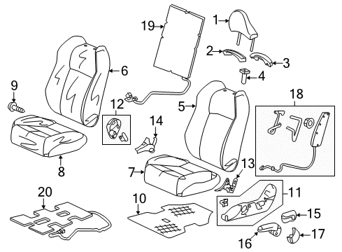 2016 Honda CR-Z Front Seat Components Pad, L. FR. Seat-Back Diagram for 81527-SZT-E01