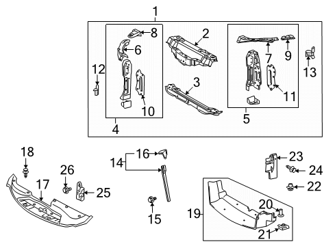 2015 Lexus IS350 Automatic Temperature Controls Support Sub-Assy, Radiator Diagram for 53203-53053