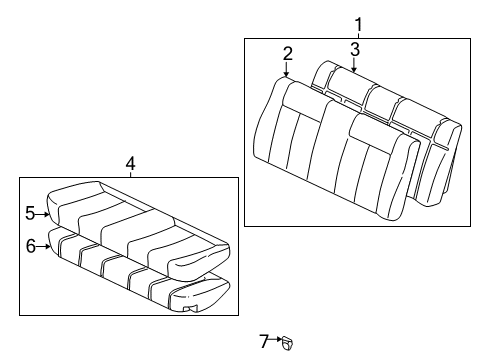 2001 Toyota Solara Rear Seat Components Cushion Assembly, Rear Seat Diagram for 71460-AA180-B0