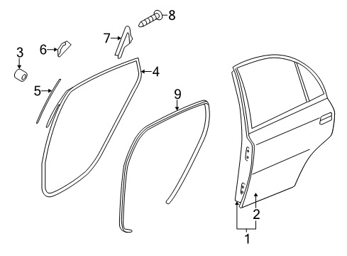 2013 Hyundai Accent Rear Door Weatherstrip Assembly-Rear Door Side LH Diagram for 83130-1R000