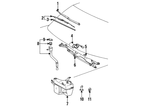 1996 Lexus GS300 Wiper & Washer Components Link Assy, Windshield Wiper Diagram for 85150-30380