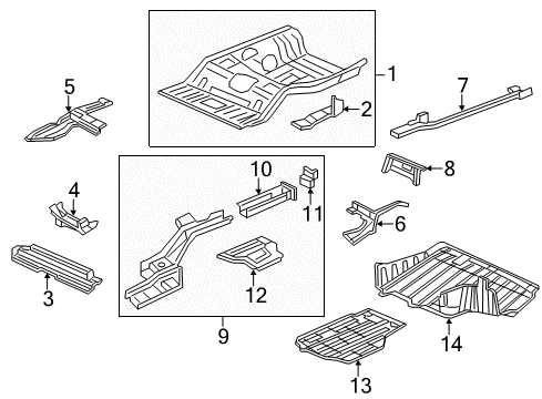 2012 Honda Civic Rear Body - Floor & Rails Frame, L. RR. Diagram for 65660-TR0-A00ZZ