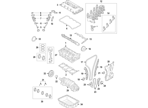 2017 Jeep Renegade Engine Parts, Mounts, Cylinder Head & Valves, Camshaft & Timing, Variable Valve Timing, Oil Cooler, Oil Pan, Balance Shafts, Crankshaft & Bearings, Pistons, Rings & Bearings Bearing-CRANKSHAFT Upper Diagram for 5047411AB