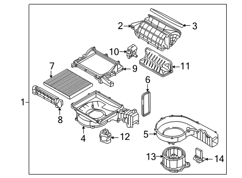 2010 Hyundai Santa Fe Blower Motor & Fan Air Filter Diagram for 2BF79-AQ000