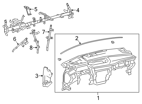 2020 Lexus UX200 Cluster & Switches, Head-Up Display Components, Instrument Panel Brace Sub-Assembly Inst Diagram for 55308-76010