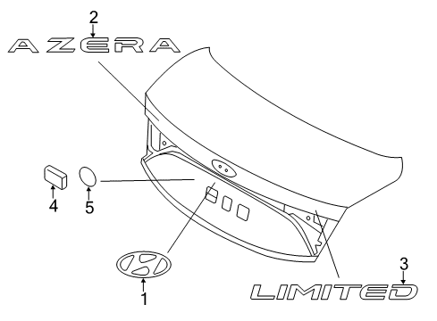 2015 Hyundai Azera Exterior Trim - Trunk Lid Azera Emblem Diagram for 86320-3V010