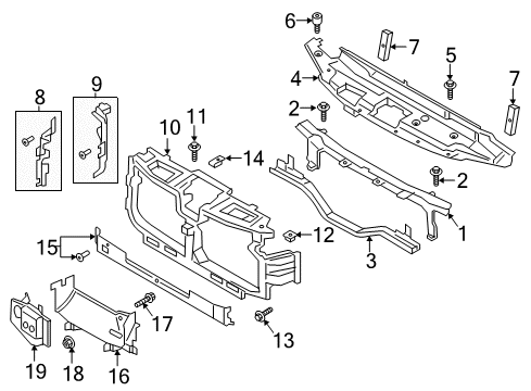 2017 Ford F-350 Super Duty Radiator Support Sight Shield Diagram for HC3Z-19E525-E