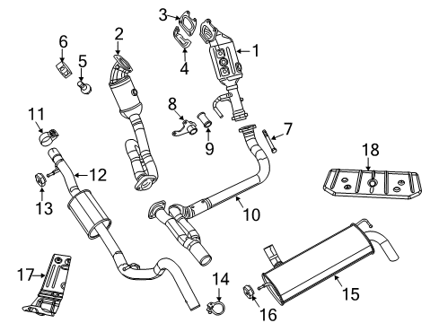 2012 Jeep Wrangler Exhaust Components Exhaust Pipe And Converter Diagram for 68085142AD