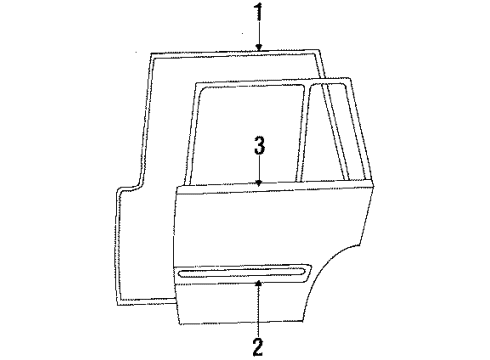 1988 Toyota Tercel Rear Door Weatherstrip Diagram for 67871-16200