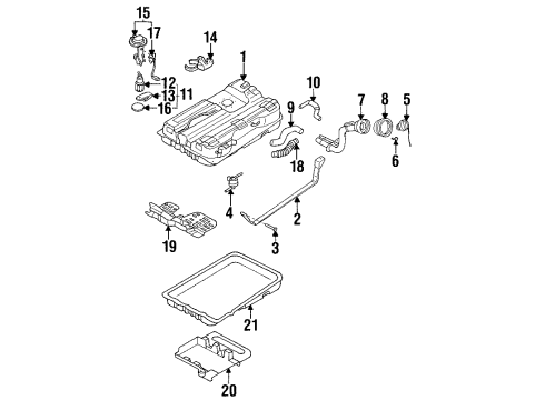 1998 Nissan Quest Fuel Supply Filler Cap Assembly Diagram for 17251-6B700