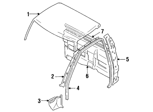 1994 Toyota Pickup Interior Trim - Cab Trim, Front Door Opening Diagram for 62313-89116-B0