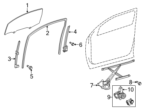 2014 Toyota Sequoia Front Door Guide Channel Diagram for 67404-0C040