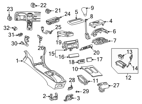2003 Lexus LS430 Traction Control Components Knob Sub-Assembly, Shift Diagram for 33504-50050-C6