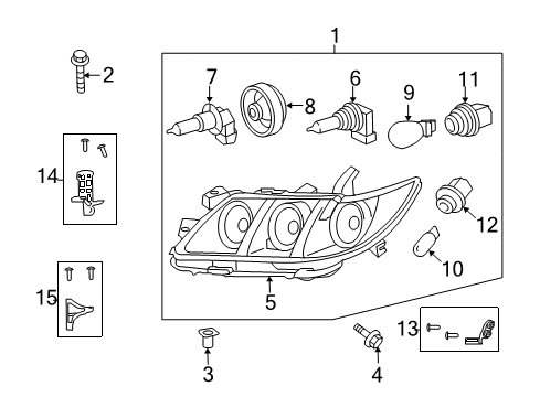 2008 Toyota Camry Headlamps Lens & Housing Diagram for 81110-06C10