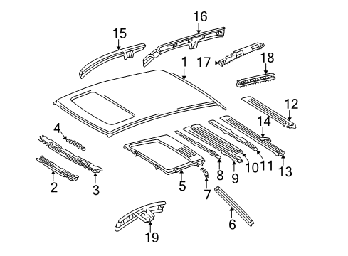 2001 Lexus RX300 Roof & Components Opening Frame Diagram for 63142-48010