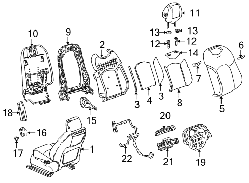 2018 Cadillac CT6 Passenger Seat Components Recliner Bolt Diagram for 11547008