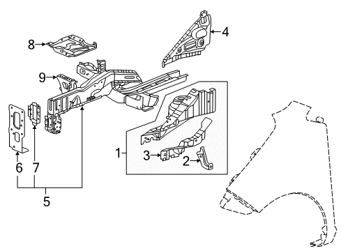 2013 Chevrolet Spark Structural Components & Rails Reinforce Panel Diagram for 95967348