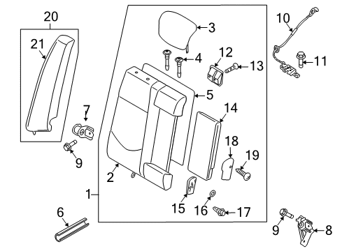 2012 Kia Forte Rear Seat Components Guide-Rear ARMREST Hinge Diagram for 899961M090WK