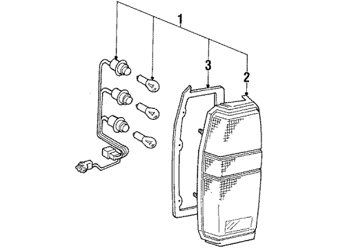 1986 Toyota Cressida Tail Lamps Lamp Assy, Rear Combination, RH Diagram for 81550-23200