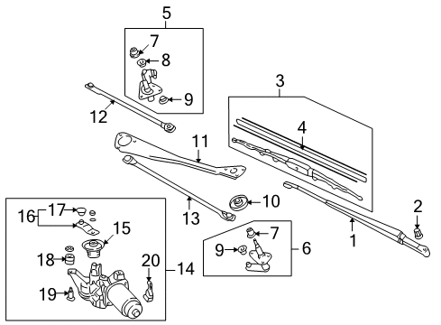 2006 Honda Insight Wiper & Washer Components Pivot Assy. B Diagram for 76570-S3Y-A01