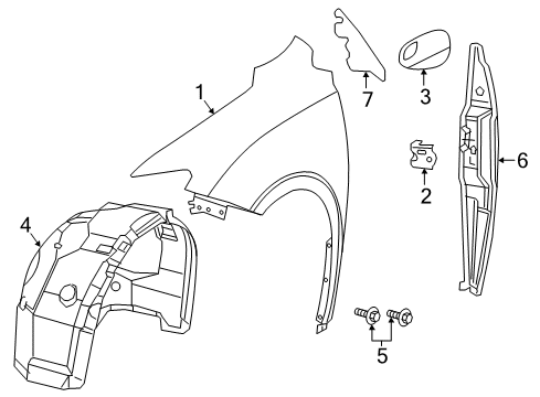 2021 Chrysler Pacifica Fender & Components Fender To Hinge Pillar Diagram for 68225662AD