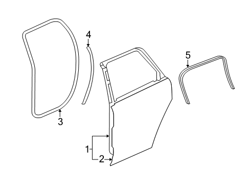 2009 Saturn Outlook Rear Door Weatherstrip-Rear Side Door *Light Cashmere Diagram for 25962299