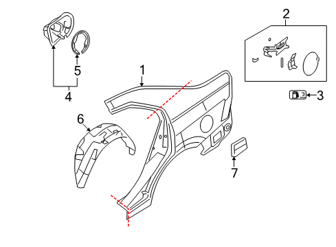 2009 Ford Fusion Quarter Panel & Components Filler Pocket Diagram for 6E5Z-5427936-A