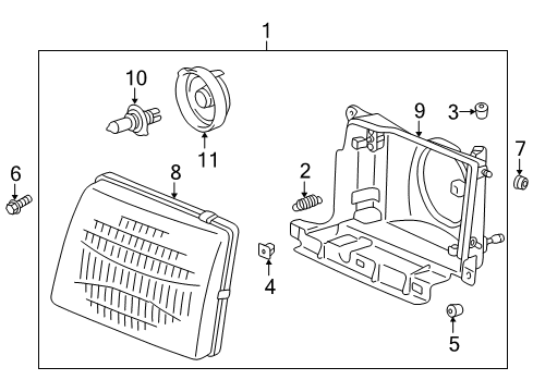 1999 Toyota Tacoma Bulbs Bulb Retainer Ring Diagram for 81139-16610