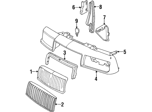 1990 Buick Skylark Grille & Components Bracket Asm-Radiator Grille Outer Diagram for 22537958